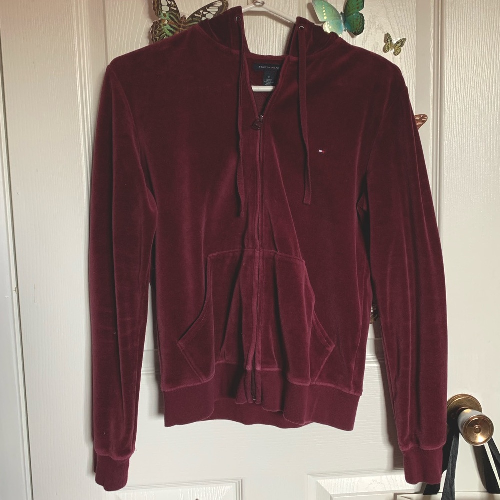 TOMMY HILFIGER Velvet zip up hoodie